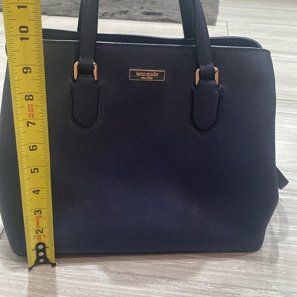 Kate Spade navy top handle leather purse with long strap - Picture 8 of 9